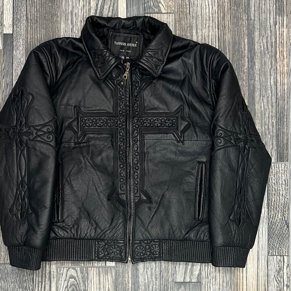 🔥 Tanners Avenue New York Leather Bomber Embroidered‎ Riding Jacket Women’s 2XL